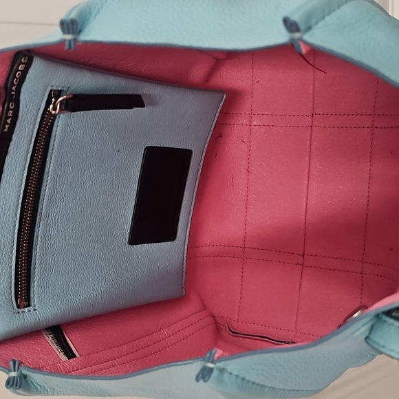 Summer, Blue, Tote, Bag, Casual, Office, Wedding, Leather, Purse, Medium, Party - Picture 3 of 9